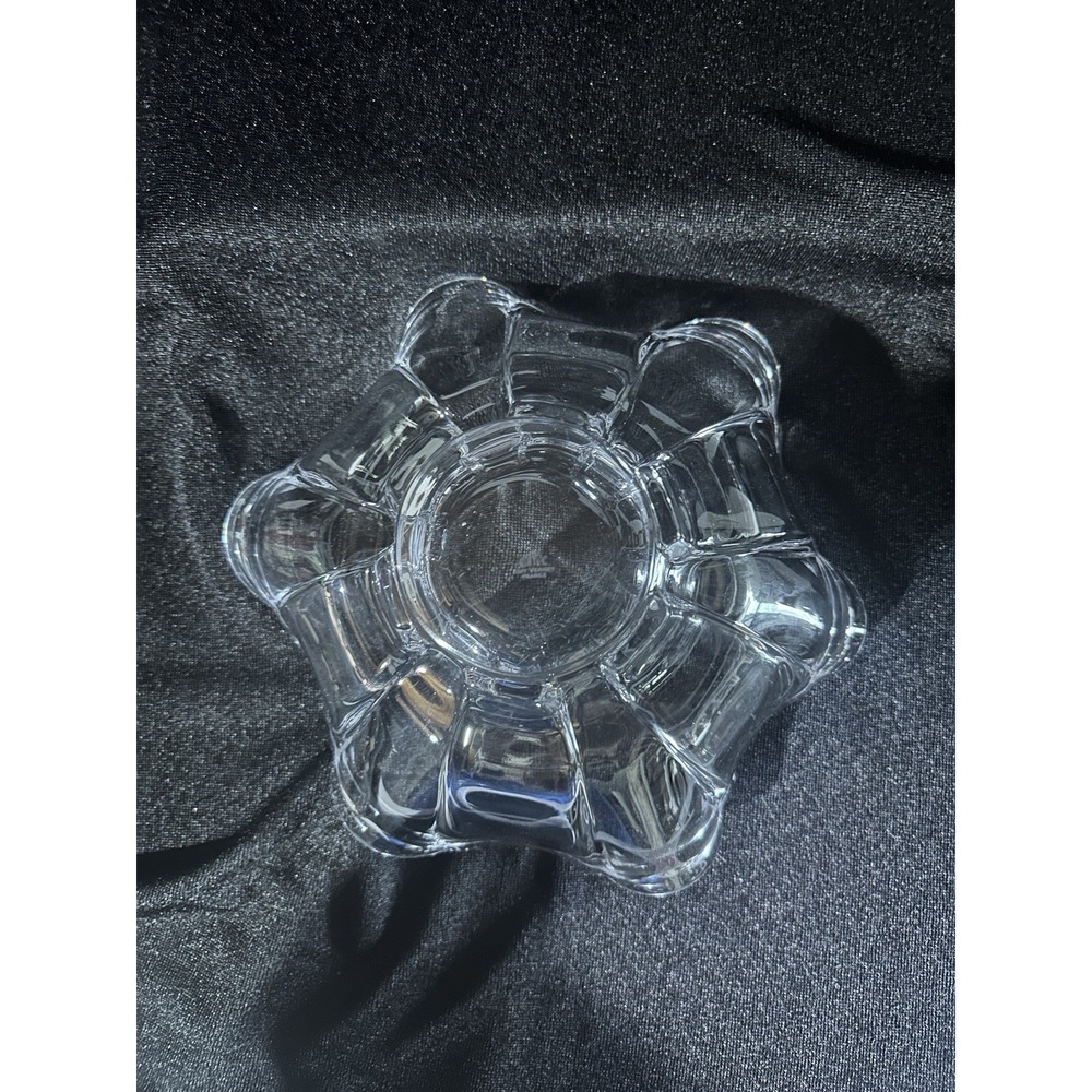 Confrac Art Glass Verrier France Abstract dish Crystal Clear Signed Free form - Picture 2 of 12